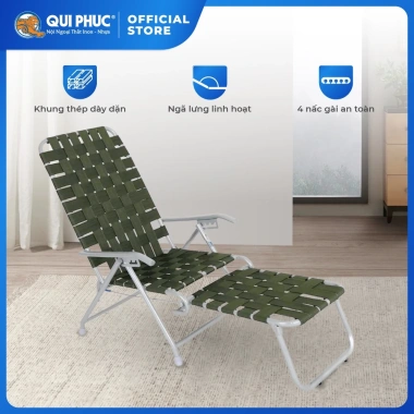Ghế xếp gọn Deli QUI PHÚC - Dây dù lớn, thoáng khí, gác chân - 614.180₫