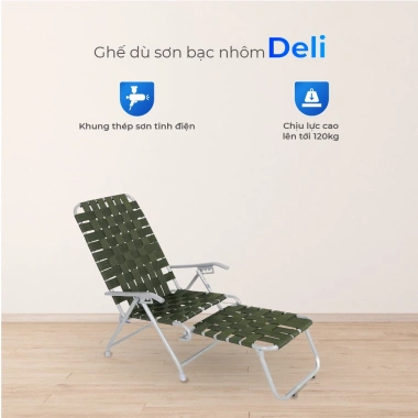 Ghế xếp gọn Deli QUI PHÚC - Dây dù lớn, thoáng khí, gác chân - 614.180₫