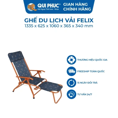 Ghế xếp gọn Felix QUI PHÚC lưới vải bền, thoáng khí, an toàn, có gác chân 476.420₫