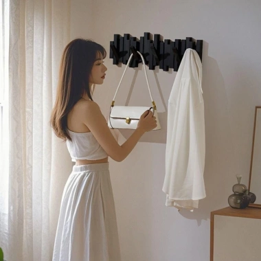 Giá đỡ chìa khóa hình đàn Piano AVENULL - Móc treo tường gỗ nghệ thuật gập lại 5 móc 9