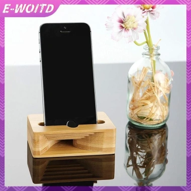 Giá đỡ điện thoại E-WOITD - Bộ khuếch đại loa di động, bàn gỗ tre, hỗ trợ máy tính bảng, ô tô - Giá 75.680₫