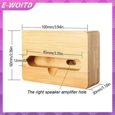 Giá đỡ điện thoại E-WOITD - Bộ khuếch đại loa di động, bàn gỗ tre, hỗ trợ máy tính bảng, ô tô - Giá 75.680₫