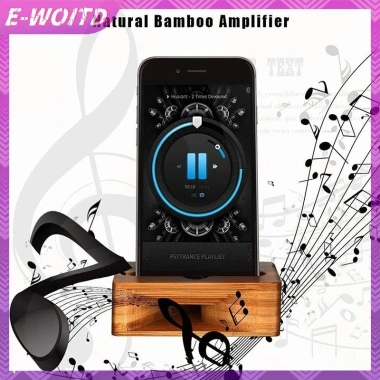 Giá đỡ điện thoại E-WOITD - Bộ khuếch đại loa di động, bàn gỗ tre, hỗ trợ máy tính bảng, ô tô - Giá 75.680₫