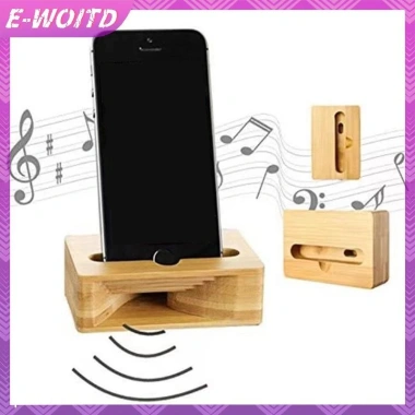 Giá đỡ điện thoại E-WOITD - Bộ khuếch đại loa di động, bàn gỗ tre, hỗ trợ máy tính bảng, ô tô - Giá 75.680₫