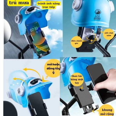 Giá Đỡ Điện Thoại Gắn Xe Máy - Mũ Bảo Hiểm Che Mưa Nắng, Chống Cướp Cực Chắc, Giá Chỉ 79.000đ