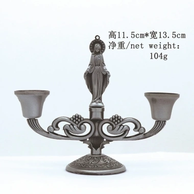 Giá đỡ nến hai đầu – Đế cao kim loại kẽm, không cháy, trang trí tôn giáo, 139.700₫