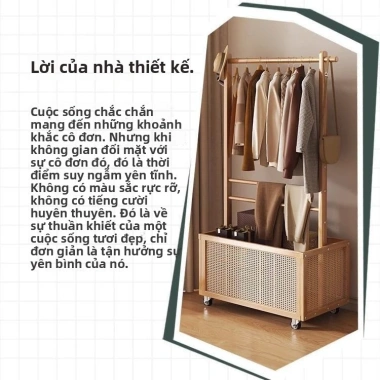 Giá treo quần áo đứng sàn phòng ngủ gia đình, thiết kế di động, đa chức năng 9