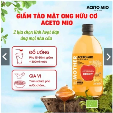 Giấm táo mật ong hữu cơ Aceto Mio (có giấm cái) - Giảm còn 350k, chuẩn XanhsaOrganic
