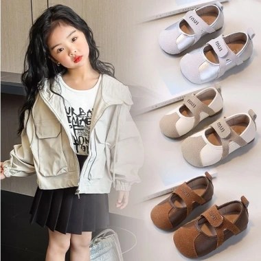 Giày bé gái thời trang mùa xuân thu, đế phẳng mềm da, đa năng, giá 291,849 VND