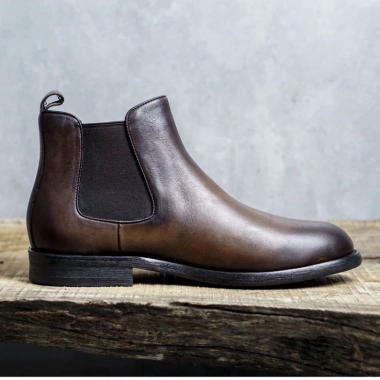 Giày Boot Chelsea Da Bê Đen Nâu Mũi Tròn Vương Quyền - Nam Tính Mạnh Mẽ ZANE