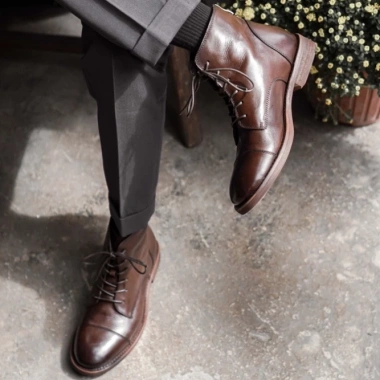 Giày Boots Nam Cổ Cao Da Bò Thật Màu Nâu, Giày Tây Đen Khoá Kéo TONKIN 3 Giày Boots Nam Cổ Cao Da Bò Thật Màu Nâu, Giày Tây Đen Khoá Kéo TONKIN 3