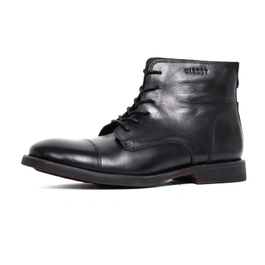 Giày Boots Nam Cổ Cao Da Bò Thật Màu Nâu, Giày Tây Đen Khoá Kéo TONKIN
