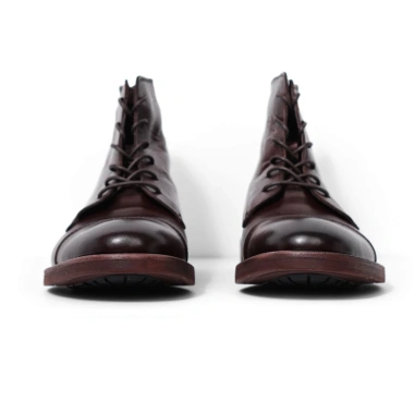 Giày Boots Nam Cổ Cao Da Bò Thật Màu Nâu, Giày Tây Đen Khoá Kéo TONKIN