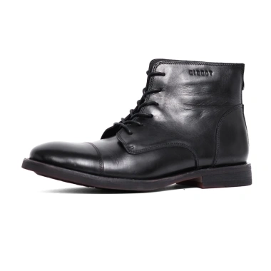 Giày Boots Nam Cổ Cao Da Bò Thật Màu Nâu, Giày Tây Đen Khoá Kéo TONKIN