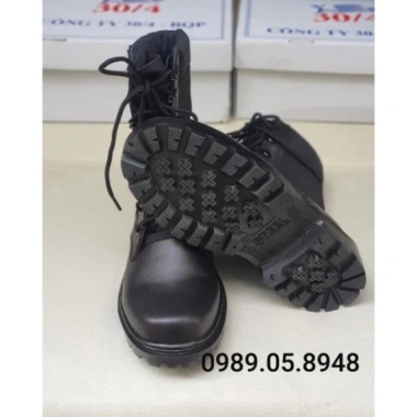 Giày Bốt Nam Cao Cổ Đen Ghết Da, Đế Cao Su Thiên Nhiên Chống Trơn, May Thêm Dù - Giá 2.112.500₫ 4