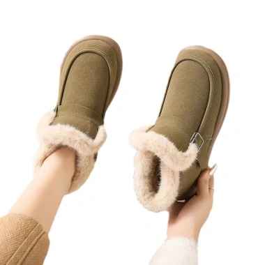 Giày Bốt Tuyết Nữ Mùa Đông 2.024 Lông Cừu Lót Dày Đệm Cotton Ấm Áp Đế Mềm