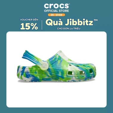 Giày Clog Trẻ Em Crocs Classic Glow Marbled Prep Blue Giá 490.000, nhẹ thoải mái, bám tốt