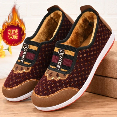 Giày Cotton người cao tuổi - Mùa đông lông cừu fleece ấm, dày, chống lạnh, chống mài mòn