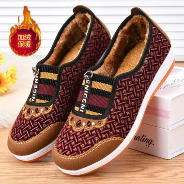 Giày Cotton người cao tuổi - Mùa đông lông cừu fleece ấm, dày, chống lạnh, chống mài mòn