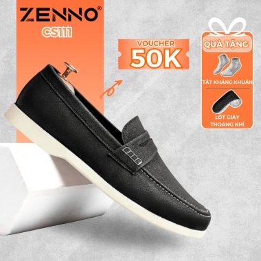 Giày Da Lười Nam ZENNO CS111 – Microfiber mềm thoáng khí, không dây tiện lợi