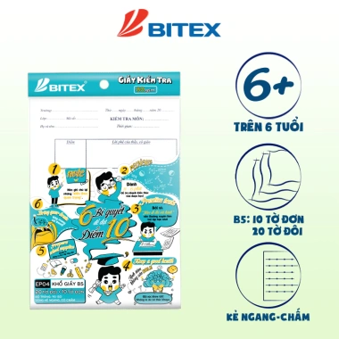 Giấy kiểm tra Bitex B5 kẻ ngang chấm 80gsm EP04 - Giá chỉ 18.600 VND, in mực nét 2