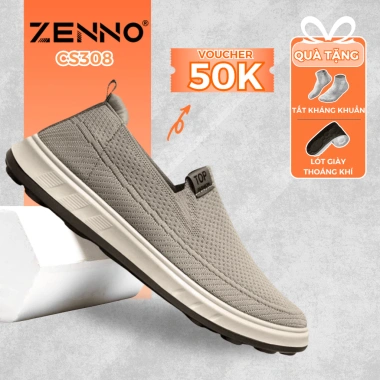Giày Lười Thể Thao Nam CS308 ZENNO - Vải Cao Cấp, Thoáng Mát, Đế Cao Su, Êm Nhẹ - 370k