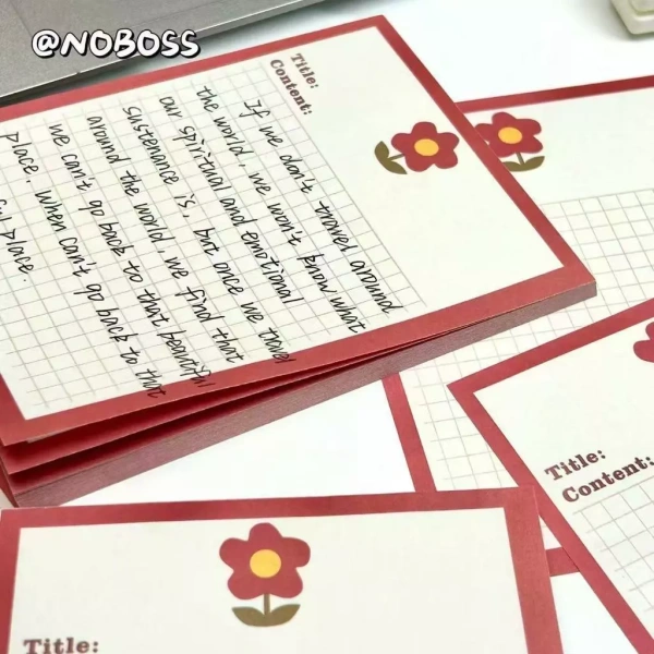Hình ảnh sản phẩm Giấy note xé Nhật Bản hoạ tiết hoa đỏ, mẫu giáo, trẻ em - LUN9 giá ưu đãi