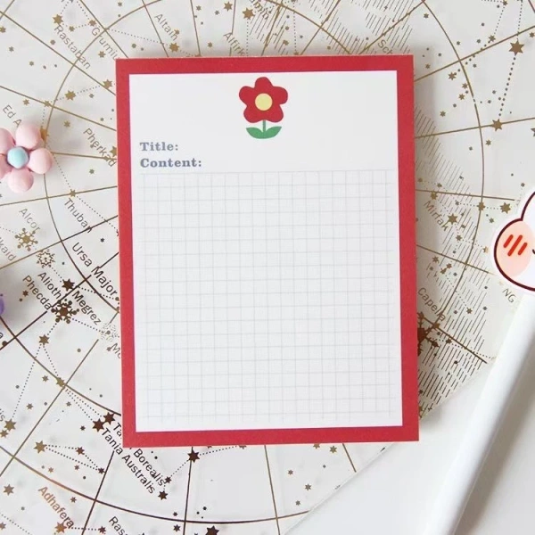 Hình ảnh sản phẩm Giấy note xé Nhật Bản hoạ tiết hoa đỏ, mẫu giáo, trẻ em - LUN9 giá ưu đãi
