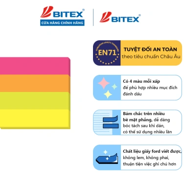 Giấy phân trang Bitex 4 màu SN07 100 tờ Giá ưu đãi 10.900 VND chất lượng in nhanh 2
