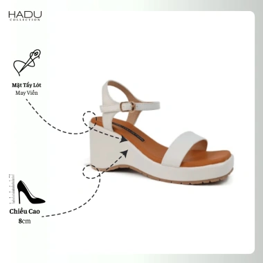 Giày Sandal Đế Xuồng 8P Quai Ngang Tamira HADU MX15 Da PU Đệm Mút Êm - BH 12 Tháng 6