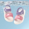 Giày sandal Mario quai ngang nữ trẻ em, Velcro màu hồng tím, không thấm nước, thoải mái
