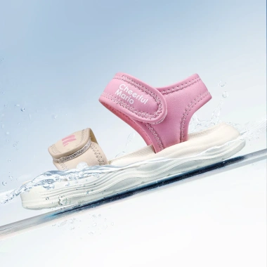 Giày sandal Mario quai ngang nữ trẻ em, Velcro màu hồng tím, không thấm nước, thoải mái