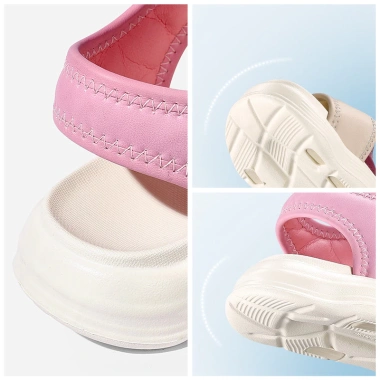 Giày sandal Mario quai ngang nữ trẻ em, Velcro màu hồng tím, không thấm nước, thoải mái