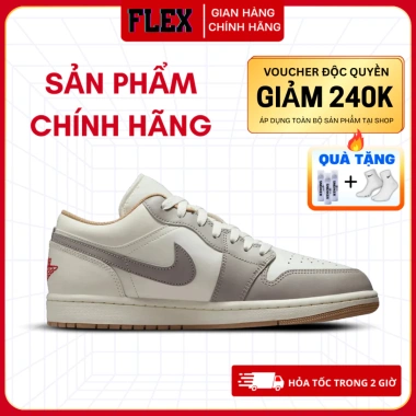 Giày Thể Thao J1 Low Red College Grey 553.558-169 Xám Trắng FLEX SHOES - Đế nhẹ, ống thấp, Giá chỉ 2.8 triệu