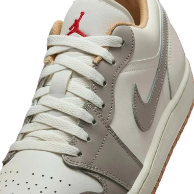 Giày Thể Thao J1 Low Red College Grey 553.558-169 Xám Trắng FLEX SHOES - Đế nhẹ, ống thấp, Giá chỉ 2.8 triệu 2