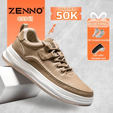 Giày Thể Thao Nam ZENNO CS941 Da Cao Cấp, Sneaker Êm Chân, Tăng Chiều Cao - Giá 670.000₫