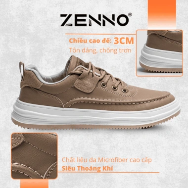 Giày Thể Thao Nam ZENNO CS941 Da Cao Cấp, Sneaker Êm Chân, Tăng Chiều Cao - Giá 670.000₫
