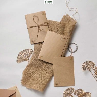 Giấy viết thư vintage A5 Kraft nâu 100gsm, nhiều mẫu, in 1 mặt - Giá chỉ 21.000₫
