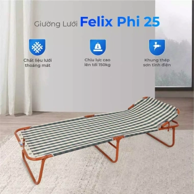 Giường gấp gọn Felix lưng lưới thoáng mát, đàn hồi tốt, tiết kiệm diện tích, thư giãn thoải mái 575.640 VND