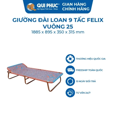 Giường gấp gọn Felix QUI PHÚC Dây nhựa cao cấp, thoáng khí, khung thép, xếp mở nhanh 9