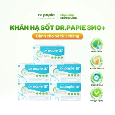 Gói 5 Khăn Hạ Sốt Dr Papie - Thải Nhiệt, Ngăn Co Giật, Giảm Giá 22% Cho Bé