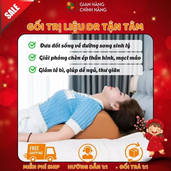 Hình ảnh sản phẩm Gối cổ vai gáy Dr Tận Tâm nắn chỉnh cổ - ngực, hỗ trợ ngủ sâu, thoái hóa - bảo hành 12 tháng