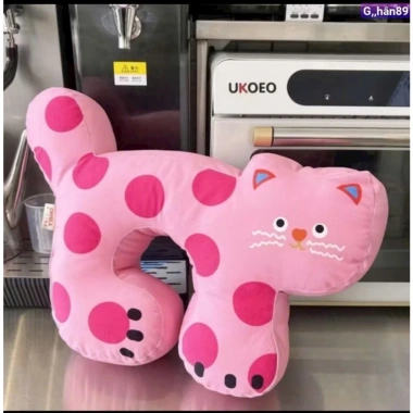 Gối ôm cổ Hình Mèo Hồng Chấm Bi Dễ Thương, Trang trí sofa, Tựa lưng phòng ngủ, Quà tặng yêu