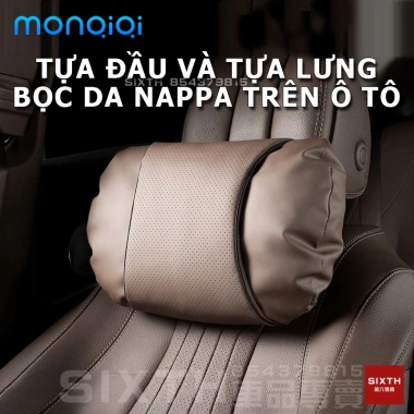 Gối tựa đầu ô tô MONQIQI da NAPPA thoáng khí, hỗ trợ cổ, giảm đau, giá 170.000₫