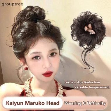 Grouptree Tóc Tổng Hợp Bun Lông Tơ Xoăn Sống Động Co Giãn Đuôi Ngựa Fixator Nữ