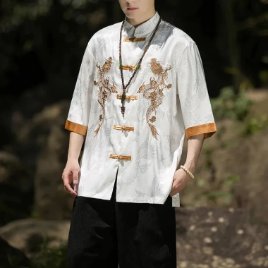 Hanfu nam sườn xám CNY - Áo sơ mi mùa hè 3/4 tay, thoáng mát, giá ưu đãi 405.835₫