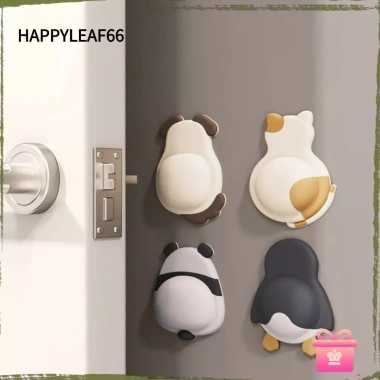 HAPPYLEAF Nút Chặn Cửa 1/2 Cái + Tấm Chống Sốc Tự Dính – Chống Va Chạm, Tắt Tiếng, Không Trơn Trượt, Tay Cầm Cao Su Mềm