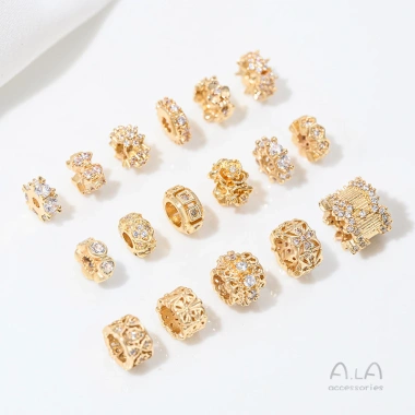 Hạt Spacer 14K dát bông tuyết Zircon thập tự làm - Giá ưu đãi 28.425 VND