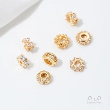 Hạt Spacer 14K dát bông tuyết Zircon thập tự làm - Giá ưu đãi 28.425 VND