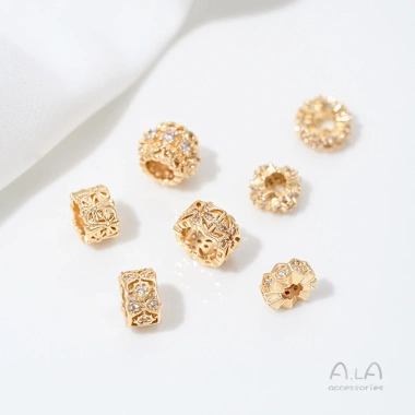 Hạt Spacer 14K dát bông tuyết Zircon thập tự làm - Giá ưu đãi 28.425 VND